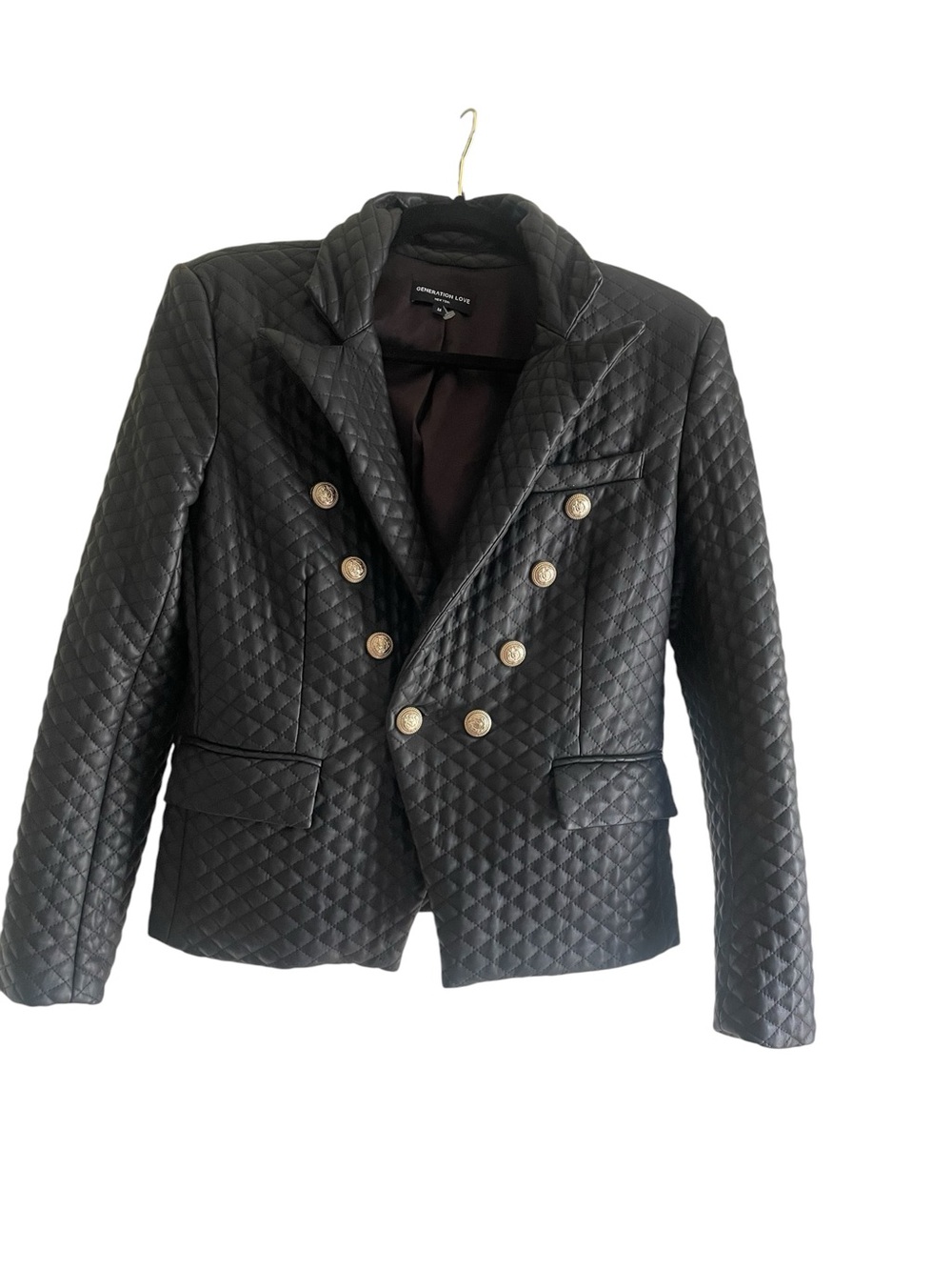 Generation Love Angie Quilted Vegan Leather Blazer Jacket Black 
Size M
